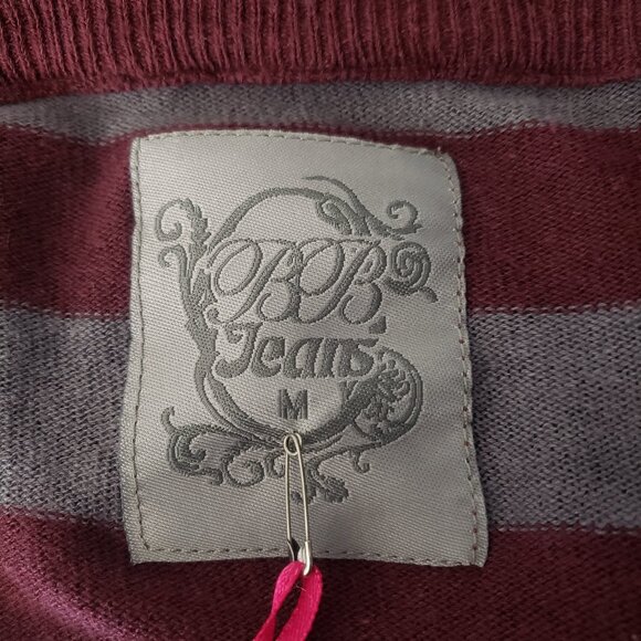 NWT BB Jeans Cardigan Sweater Size Medium Open Ruffle Front Lightweight Striped - Picture 9 of 11